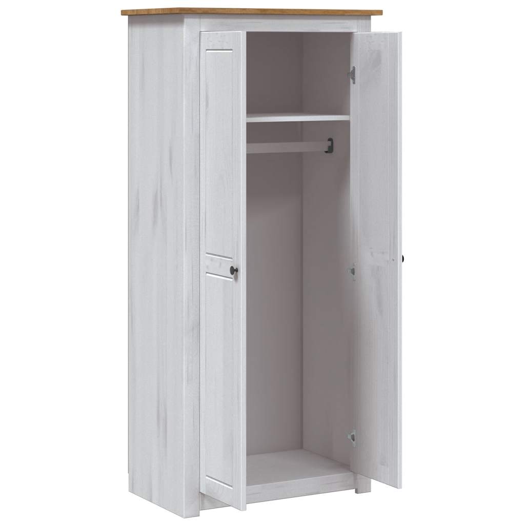 klædeskab Panama-serien 80x50x171,5 cm massivt fyrretræ hvid