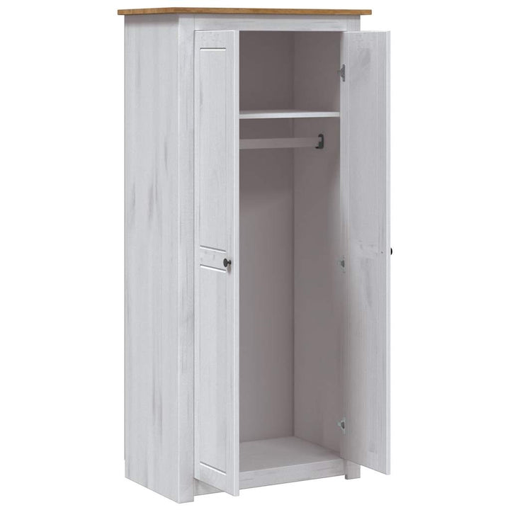 klædeskab Panama-serien 80x50x171,5 cm massivt fyrretræ hvid