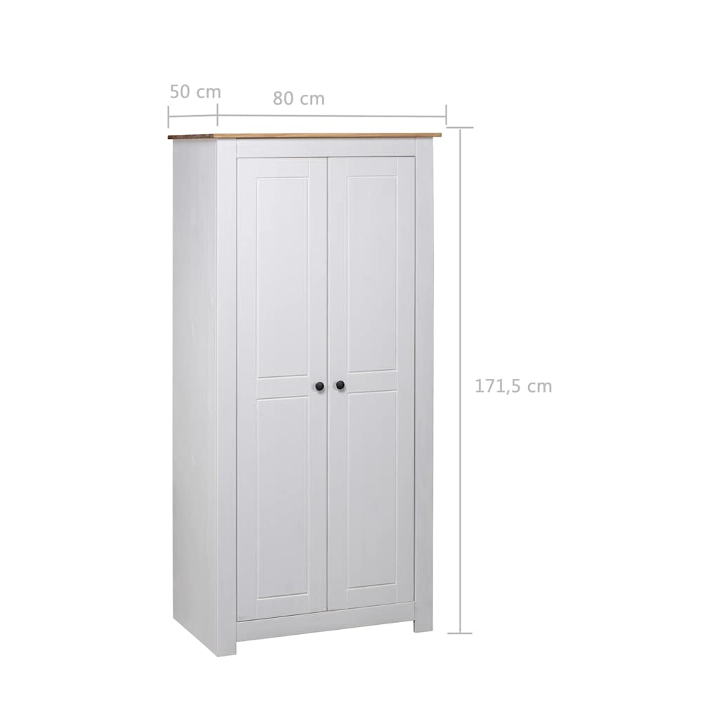 klædeskab Panama-serien 80x50x171,5 cm massivt fyrretræ hvid