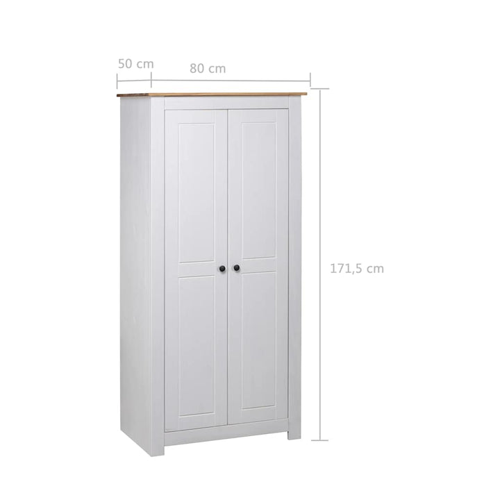 klædeskab Panama-serien 80x50x171,5 cm massivt fyrretræ hvid