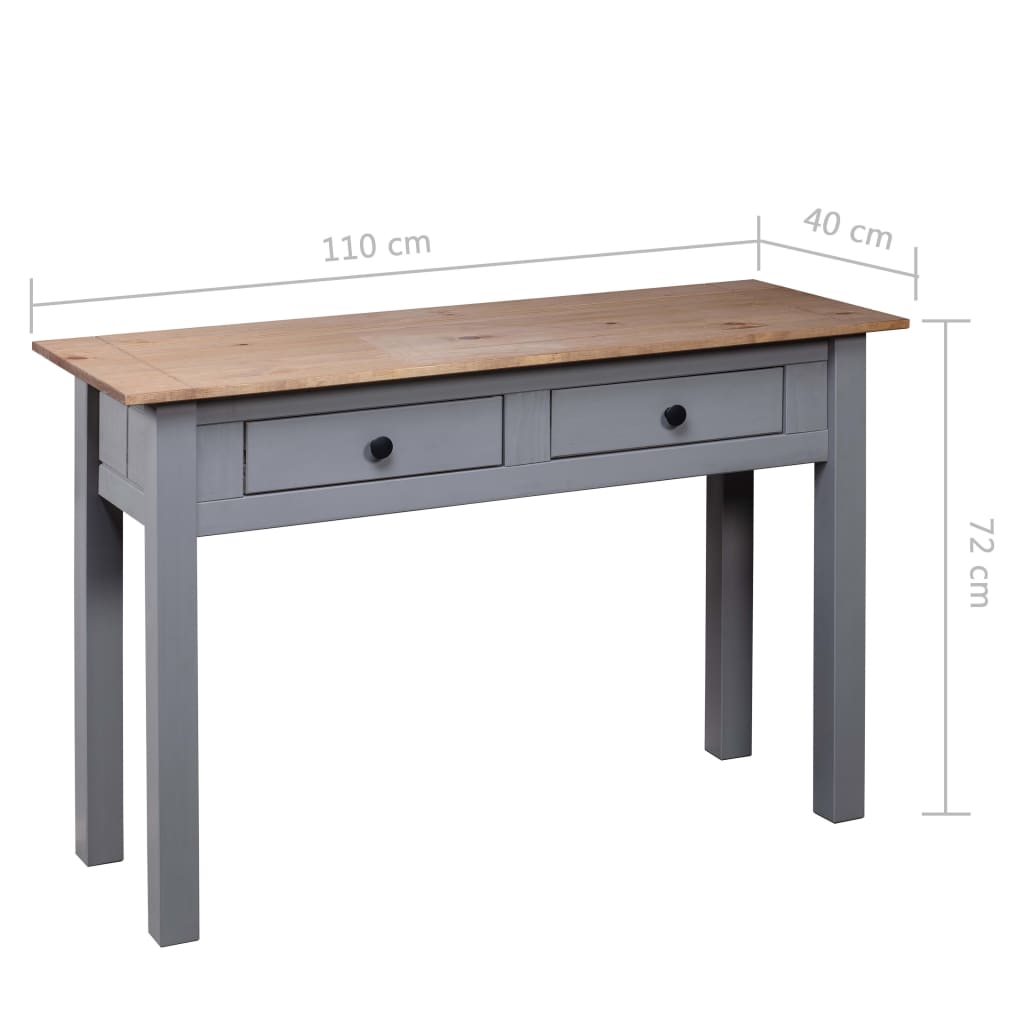 konsolbord Panama-serien 110x40x72 cm massivt fyrretræ grå