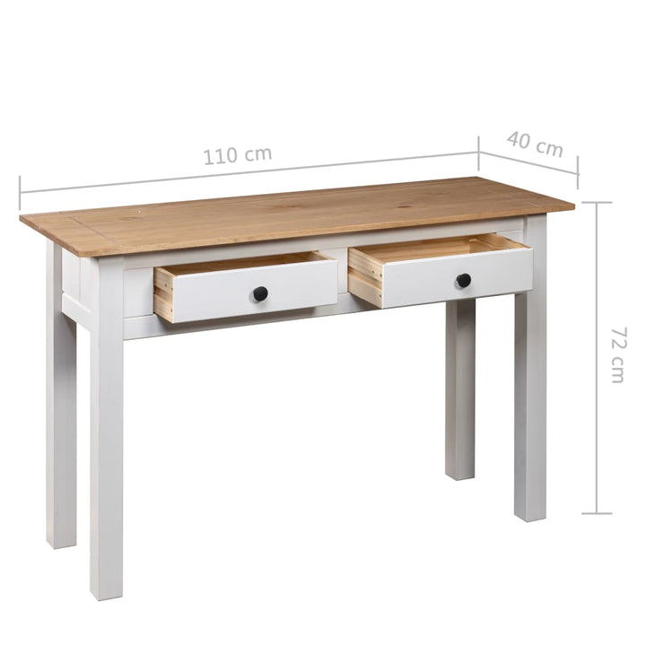 konsolbord Panama-serien 110x40x72 cm massivt fyrretræ hvid