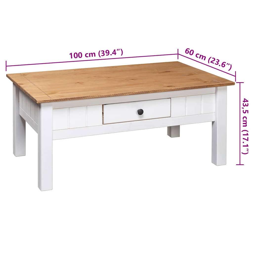 sofabord 100x60x45 cm massivt fyrretræ Panama hvid