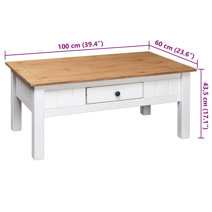 sofabord 100x60x45 cm massivt fyrretræ Panama hvid