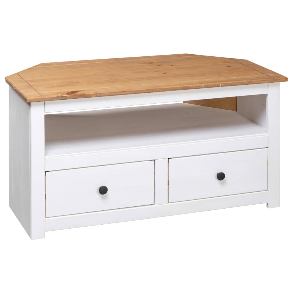 tv-skænk 93 x 49 x 49 cm massivt fyrretræ Panama hvid