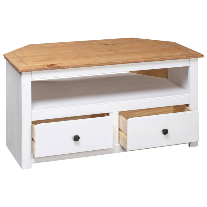 tv-skænk 93 x 49 x 49 cm massivt fyrretræ Panama hvid