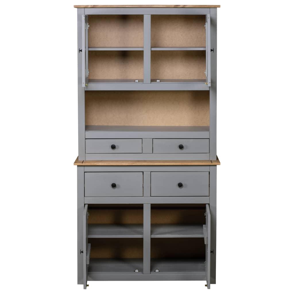 skænk Panama-serien 93x40x80 cm massivt fyrretræ grå