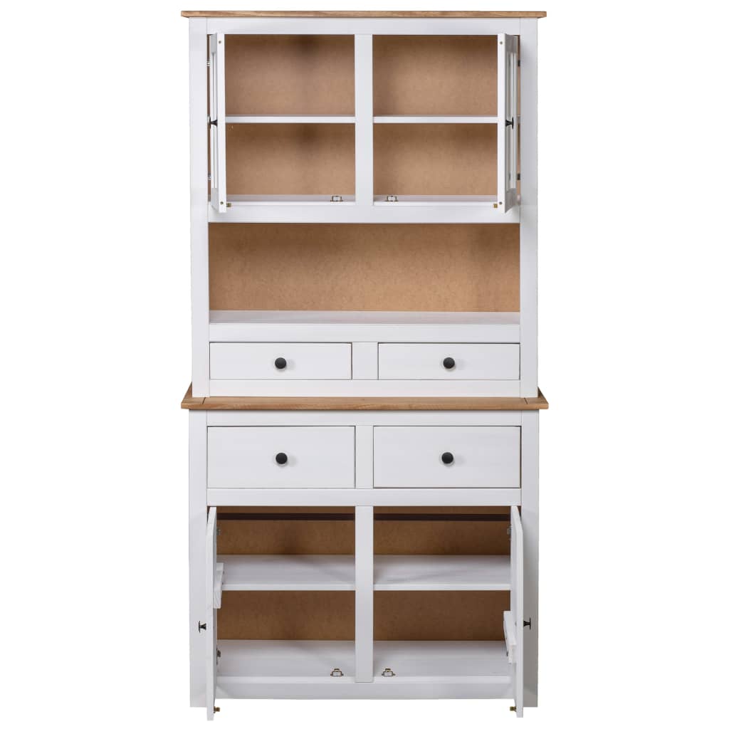 skænk Panama-serien 93x40x80 cm massivt fyrretræ hvid