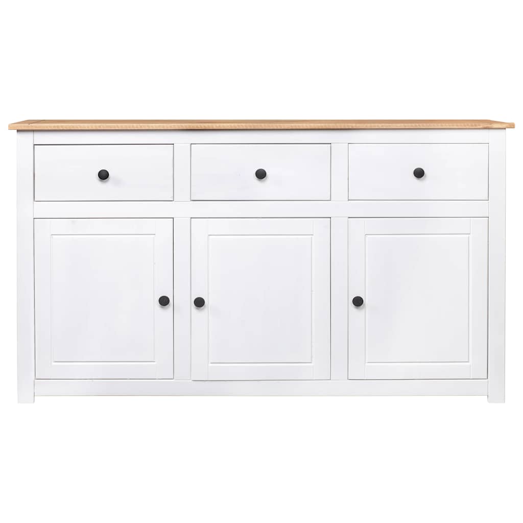 skænk Panama-serien 135x40x80 cm massivt fyrretræ hvid