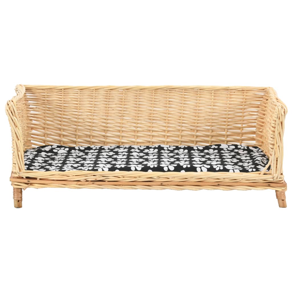 hundekurv med hynde 90 x 54 x 35 cm naturligt piletræ