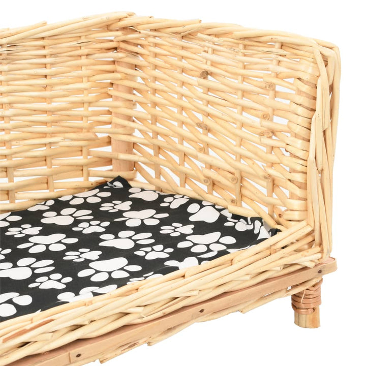 hundekurv med hynde 90 x 54 x 35 cm naturligt piletræ