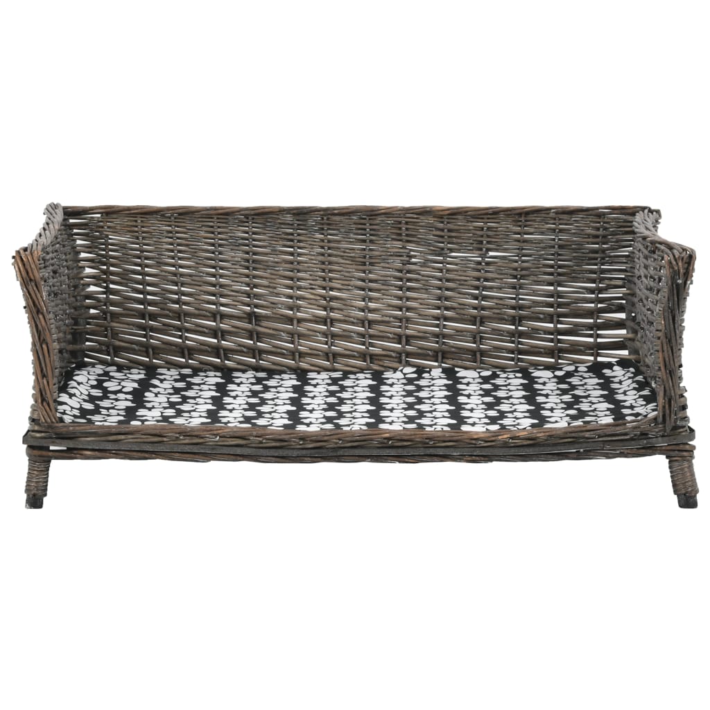 hundekurv med hynde 90 x 54 x 35 cm naturligt piletræ grå