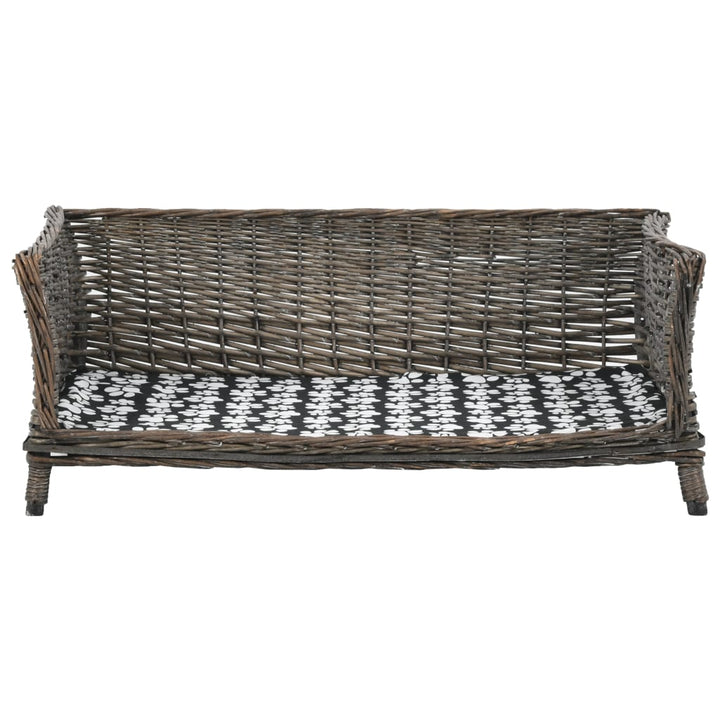 hundekurv med hynde 90 x 54 x 35 cm naturligt piletræ grå