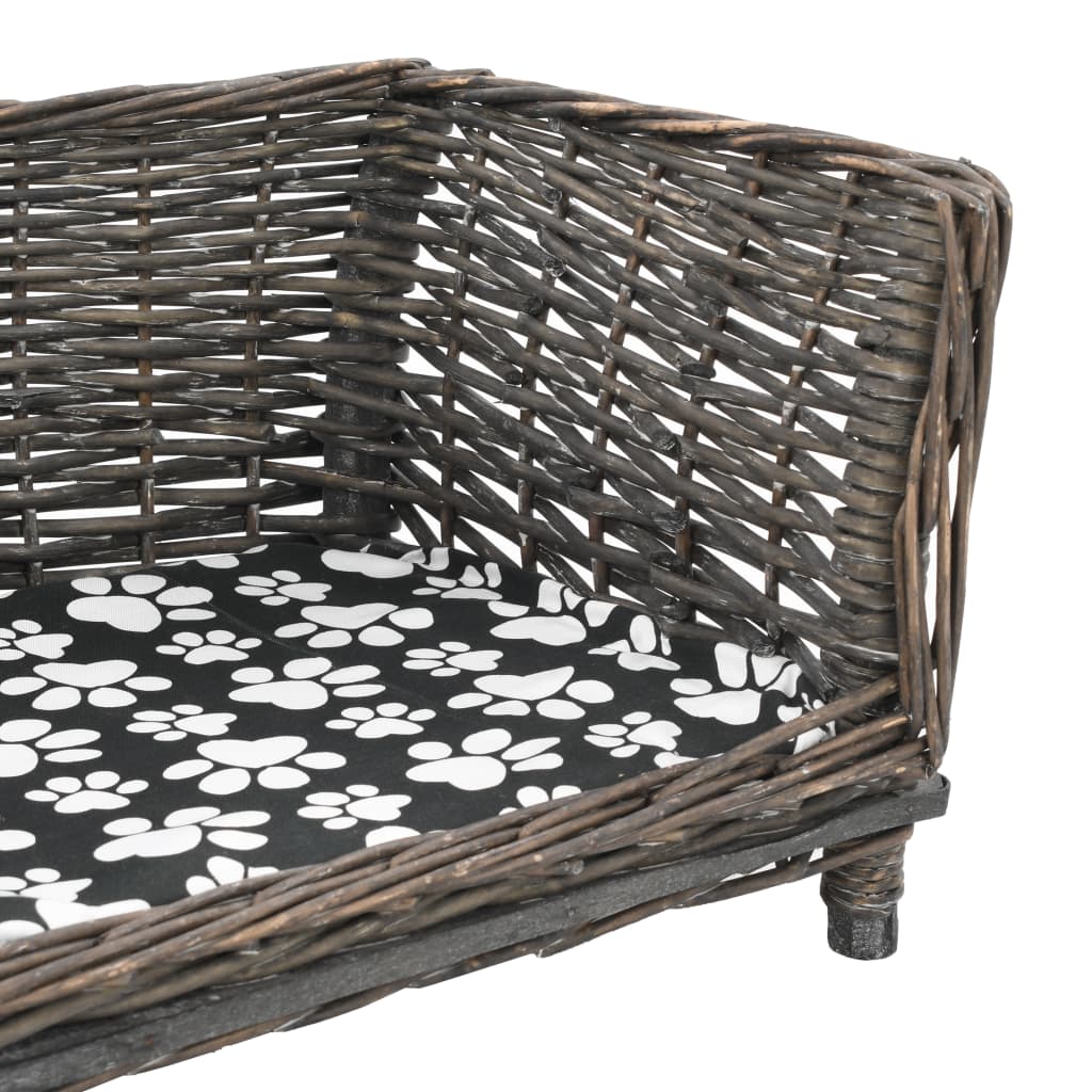 hundekurv med hynde 90 x 54 x 35 cm naturligt piletræ grå