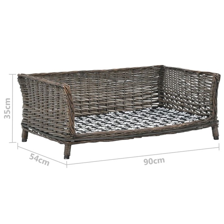 hundekurv med hynde 90 x 54 x 35 cm naturligt piletræ grå