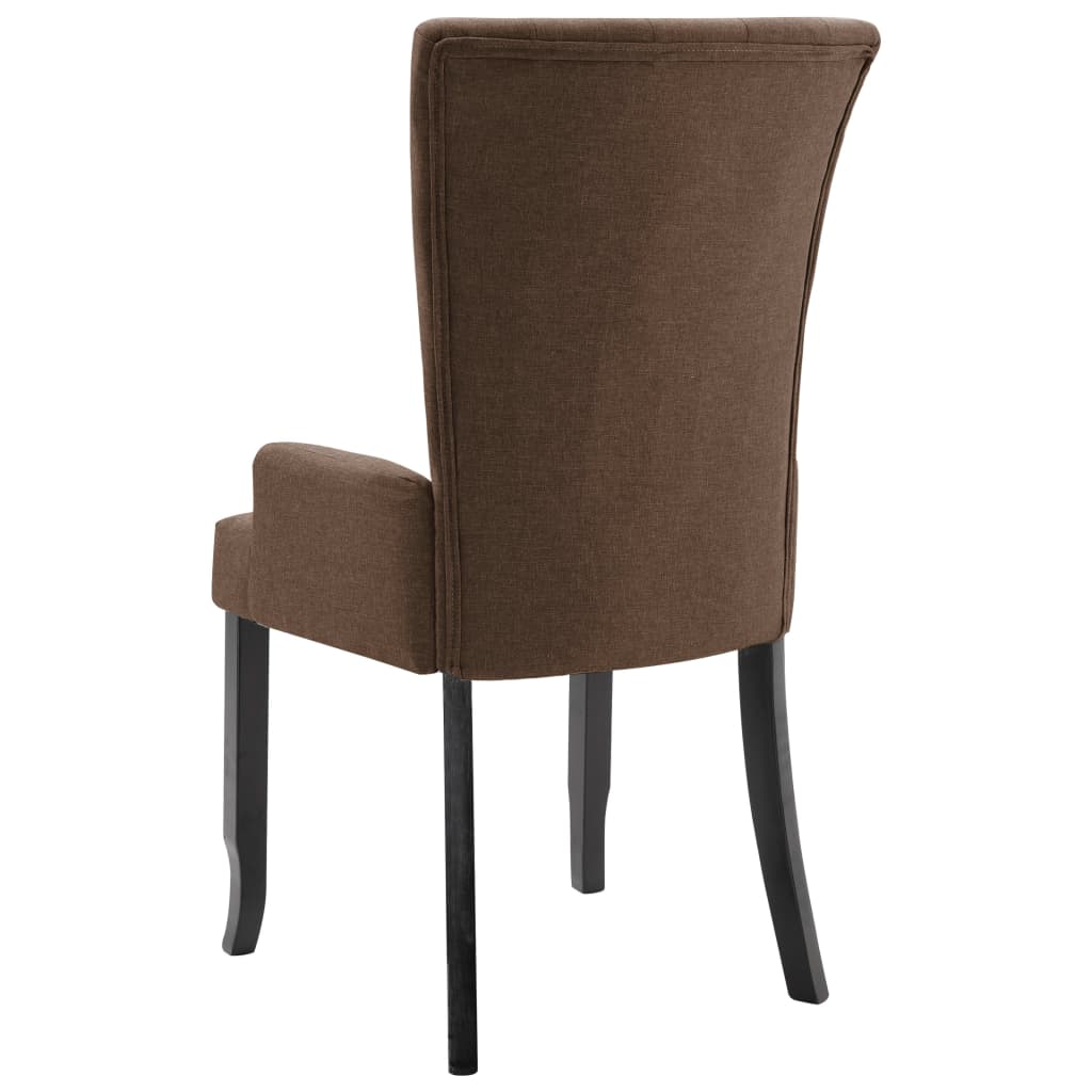 spisebordsstole med armlæn 2 stk. stof brun