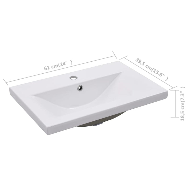 indbygget håndvask 61x39,5x18,5 cm keramisk hvid