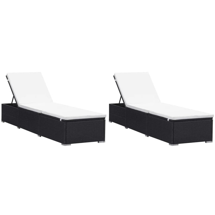 liggestole med hynder 2 stk. polyrattan sort