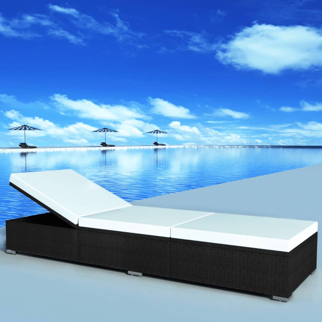 liggestole med hynder 2 stk. polyrattan sort
