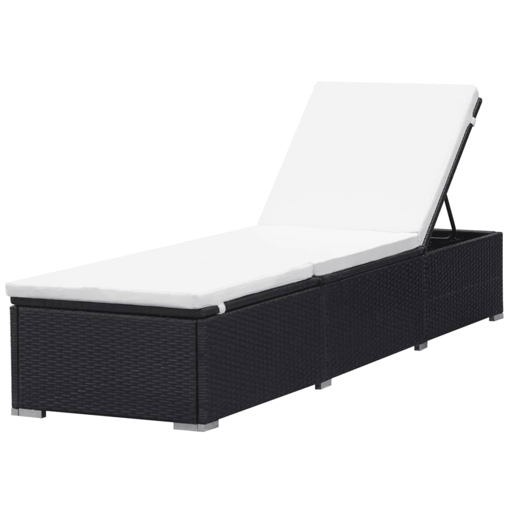 liggestole med hynder 2 stk. polyrattan sort