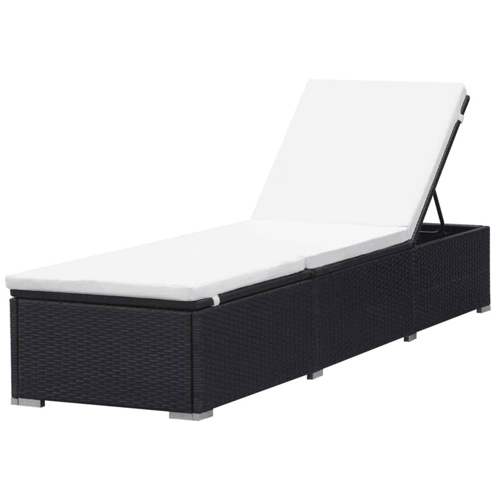 liggestole med hynder 2 stk. polyrattan sort