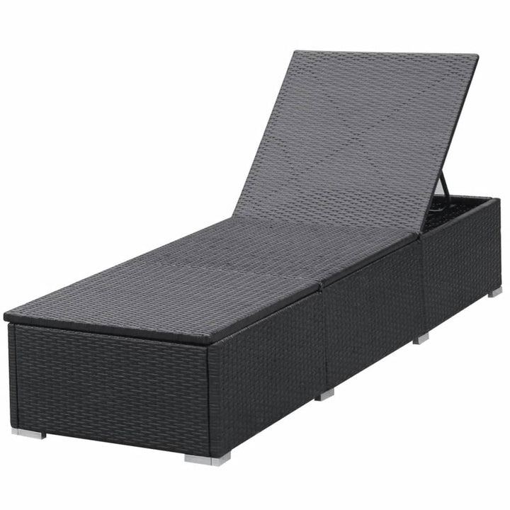 liggestole med hynder 2 stk. polyrattan sort