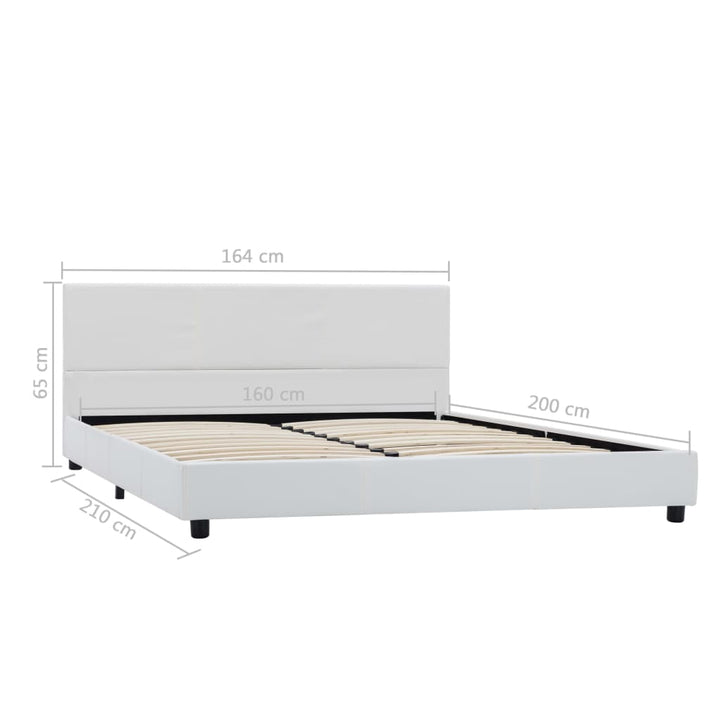 sengestel 160 x 200 cm hvid kunstlæder