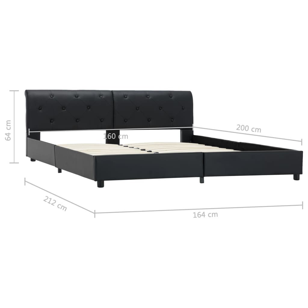 sengestel 160 x 200 cm sort kunstlæder