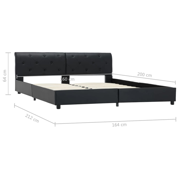sengestel 160 x 200 cm sort kunstlæder