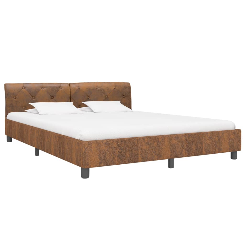 sengestel 160x200 cm imiteret ruskind brun