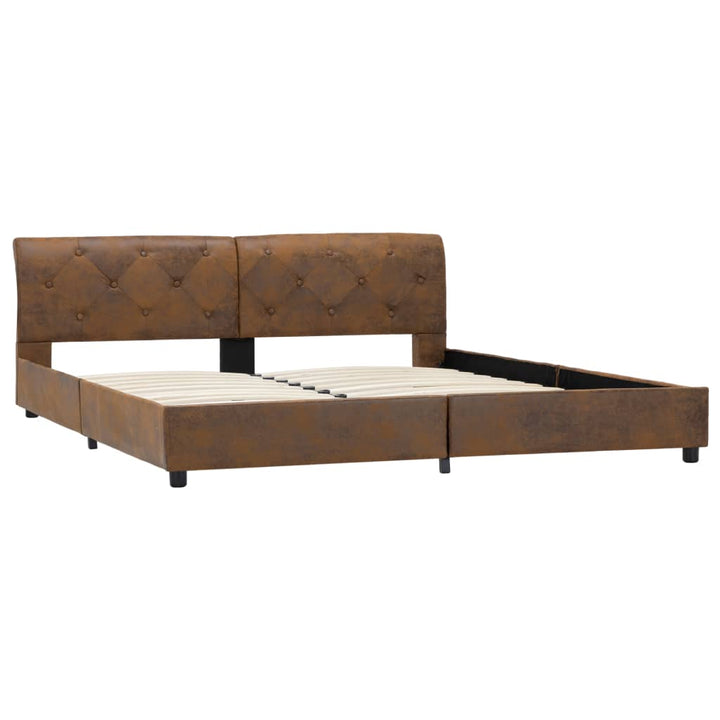 sengestel 160x200 cm imiteret ruskind brun