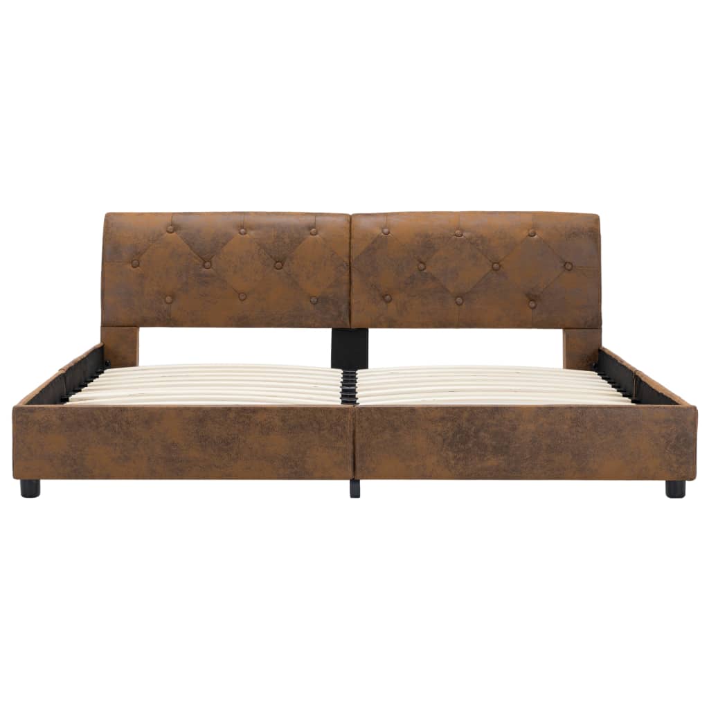 sengestel 160x200 cm imiteret ruskind brun