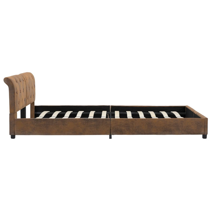 sengestel 160x200 cm imiteret ruskind brun