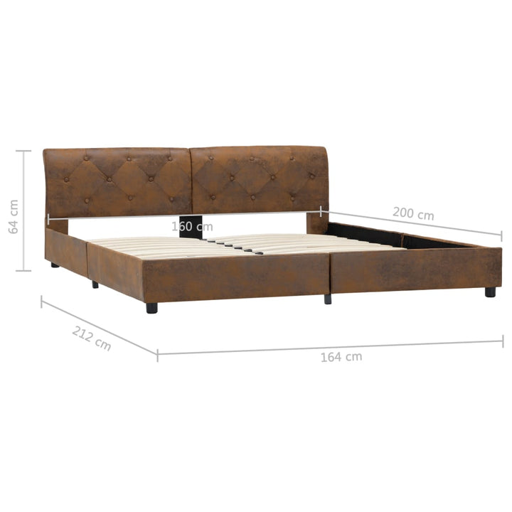 sengestel 160x200 cm imiteret ruskind brun