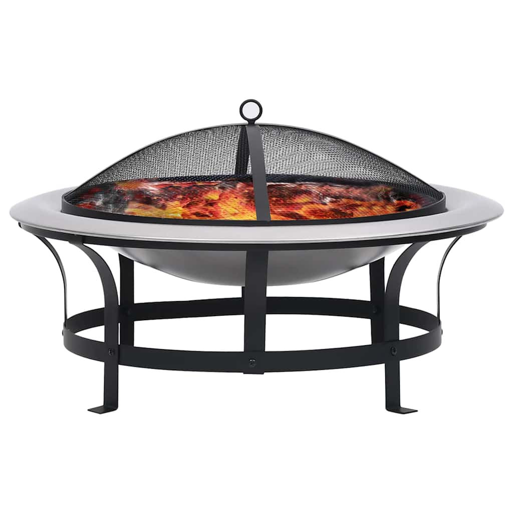 bålfad med grill rustfrit stål 76 cm