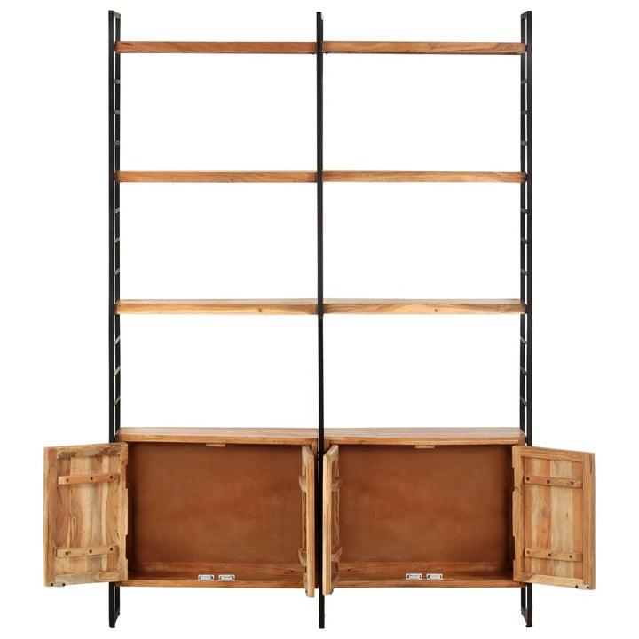 bogreol i 4 niveauer 124 x 30 x 180 cm massivt akacietræ