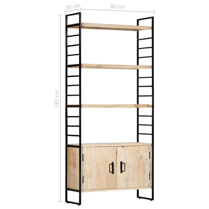 bogreol i 4 niveauer 80 x 30 x 180 cm massivt mangotræ
