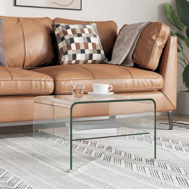 sofabord 50 x 45 x 33 cm hærdet glas transparent
