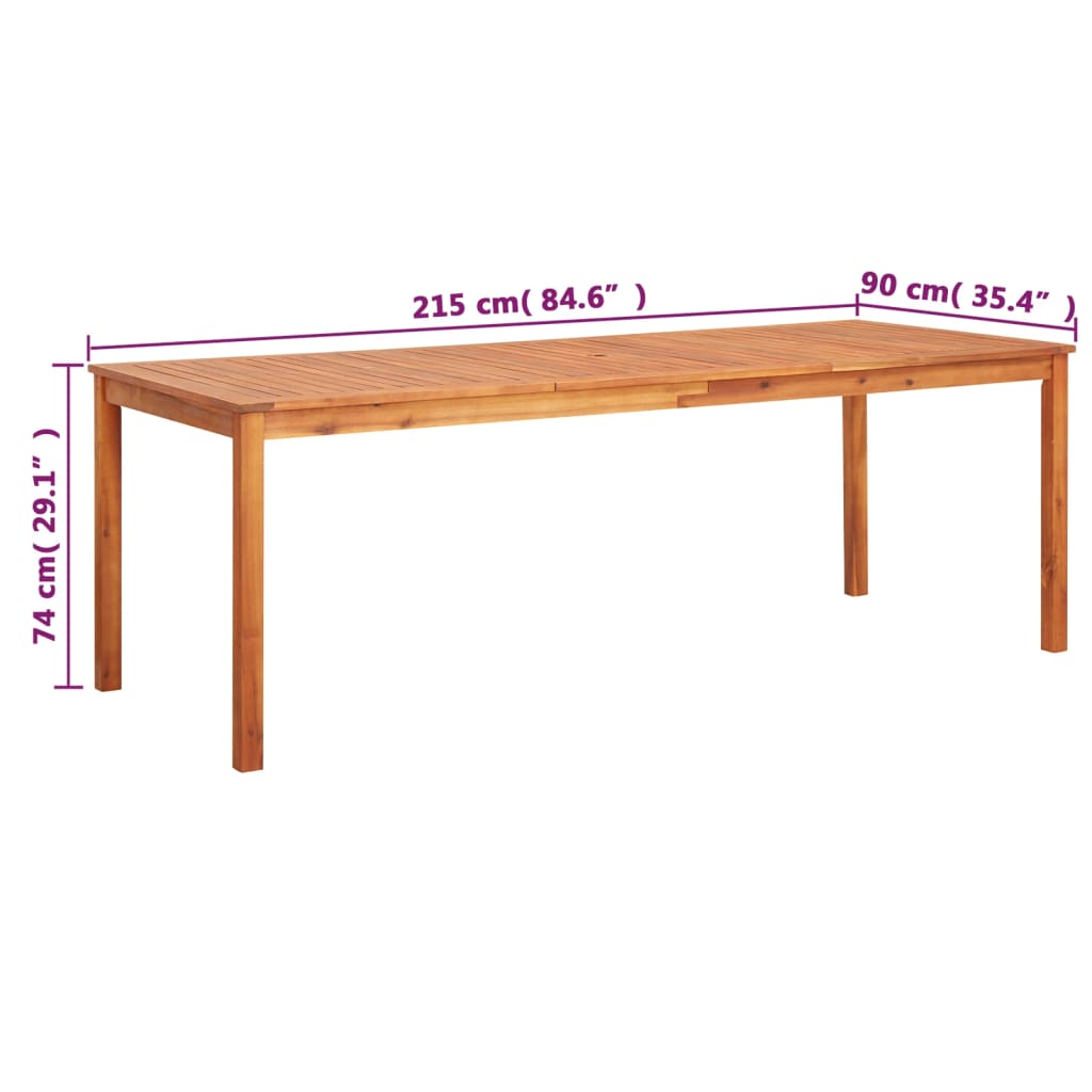 havebord 215 x 90 x 74 cm massivt akacietræ