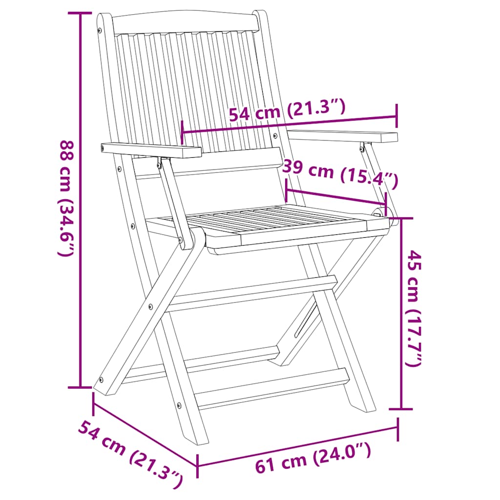 foldbare havestole 2 stk. massivt akacietræ