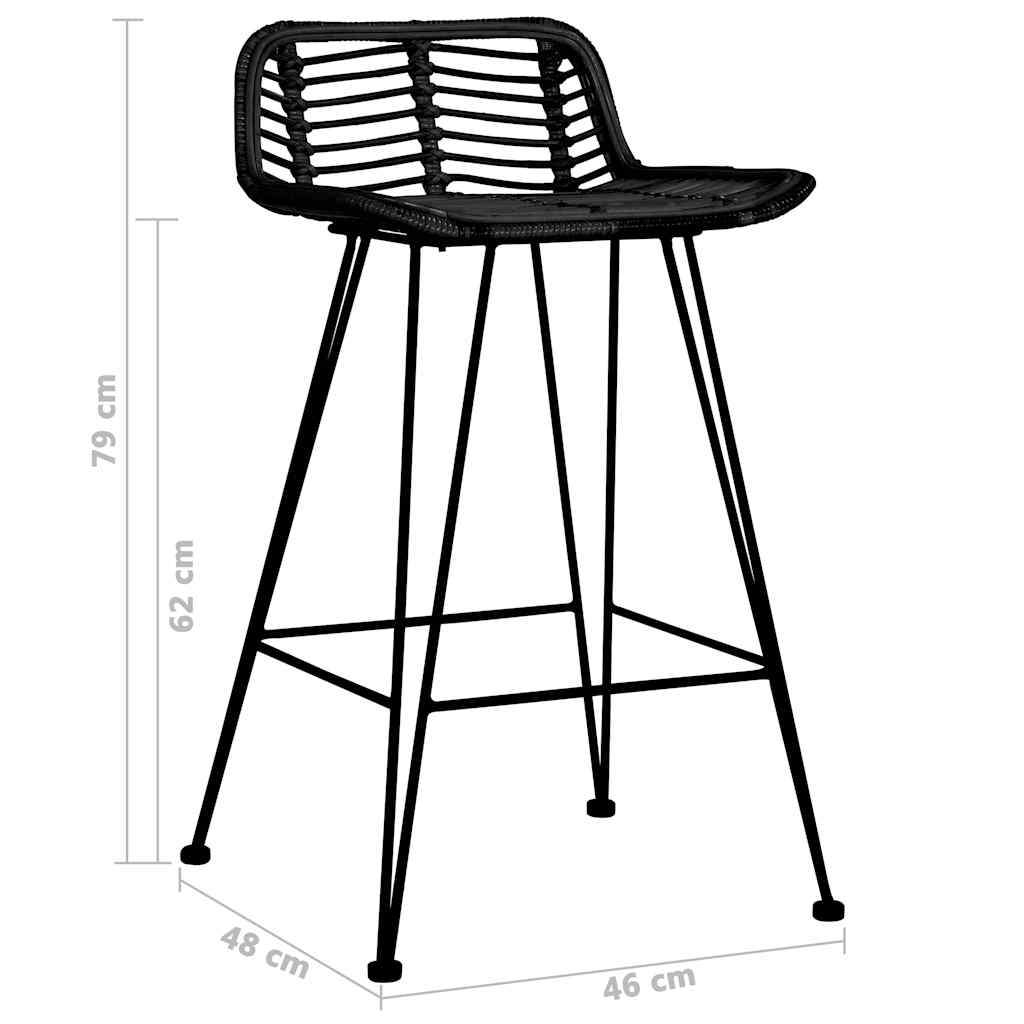 barstole 2 stk. rattan sort