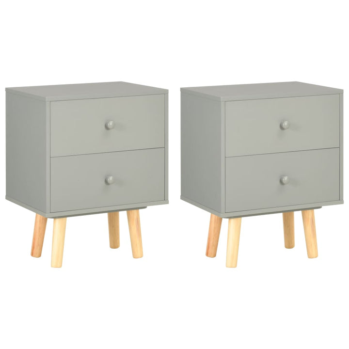 sengeskabe 2 stk. 40 x 30 x 50 cm massivt fyrretræ grå