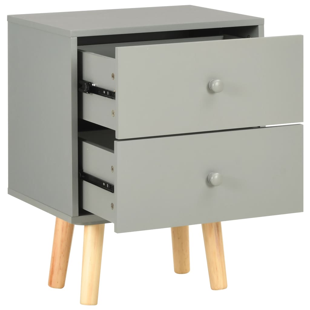 sengeskabe 2 stk. 40 x 30 x 50 cm massivt fyrretræ grå