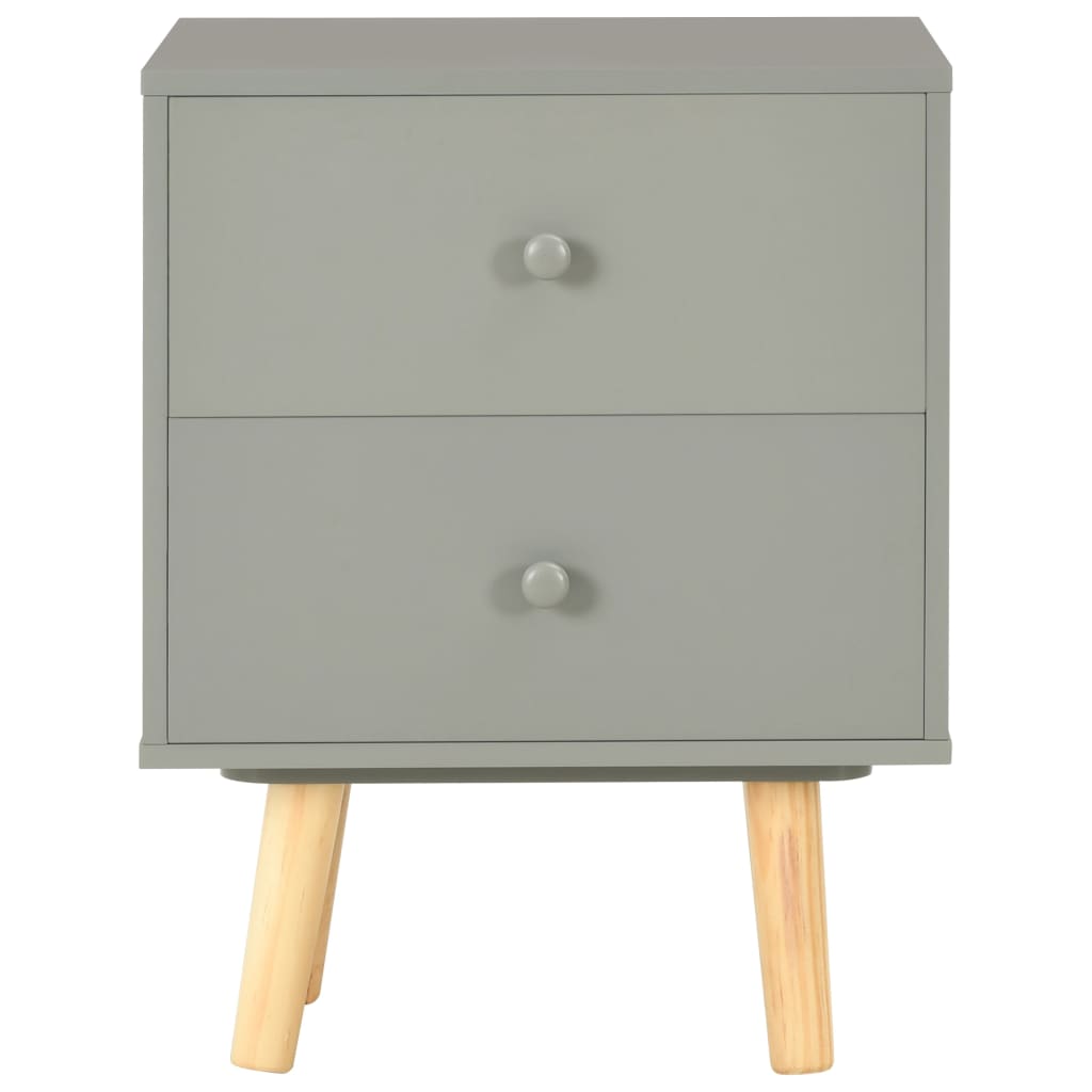 sengeskabe 2 stk. 40 x 30 x 50 cm massivt fyrretræ grå