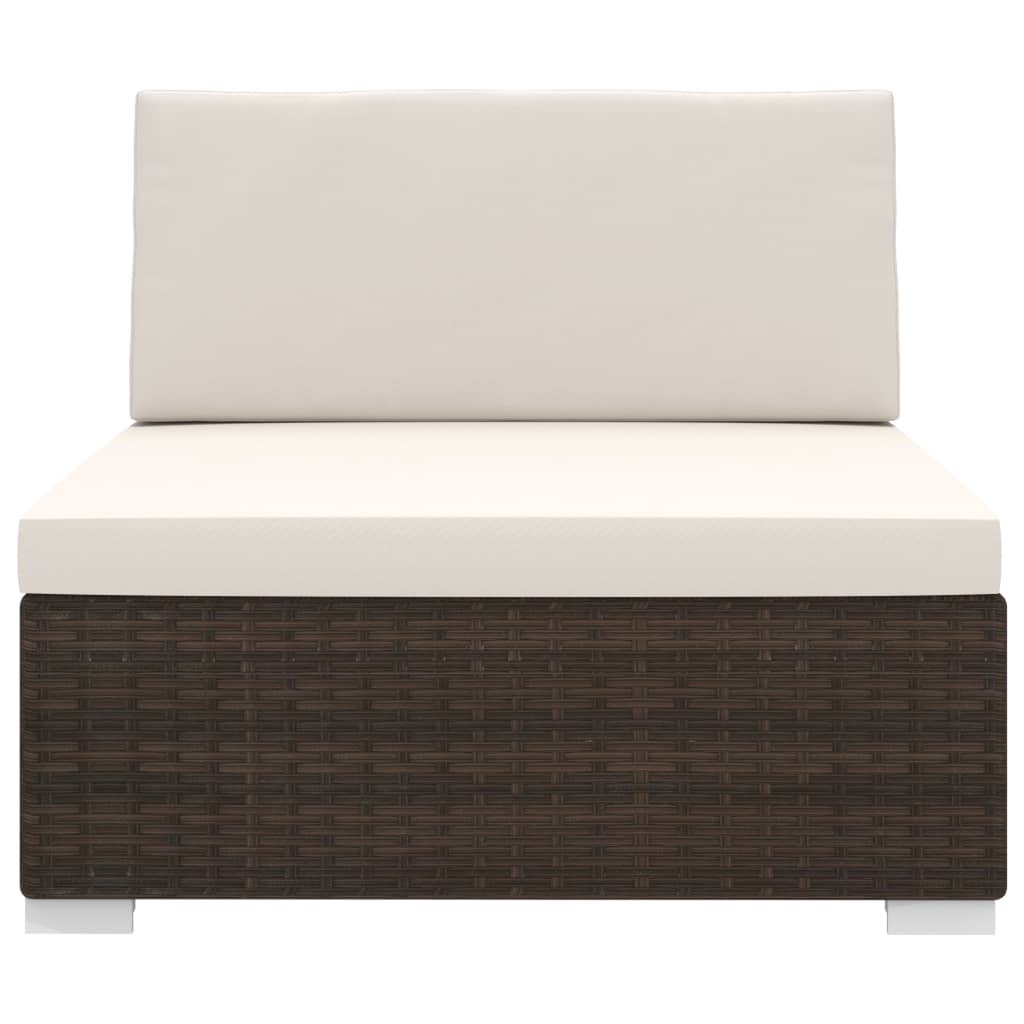 midtersæde til sofa 1 stk. med hynder polyrattan brun