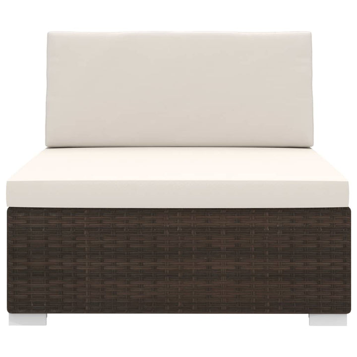 midtersæde til sofa 1 stk. med hynder polyrattan brun