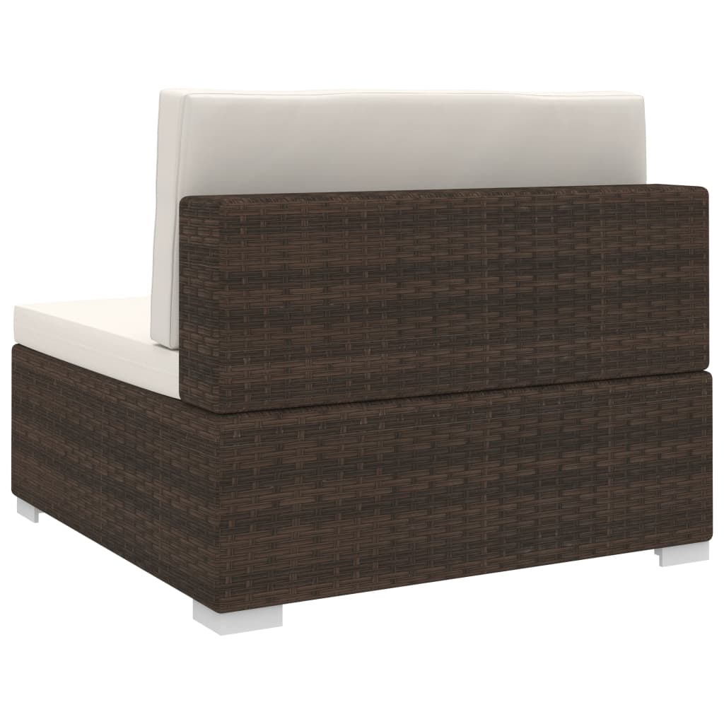 midtersæde til sofa 1 stk. med hynder polyrattan brun