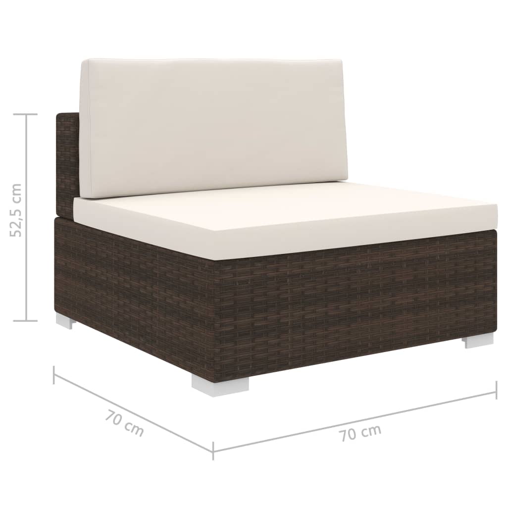 midtersæde til sofa 1 stk. med hynder polyrattan brun
