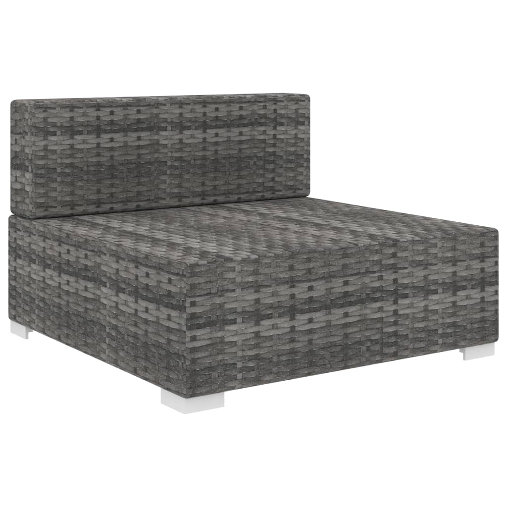 midtersæde til sofa 1 stk. med hynder polyrattan grå