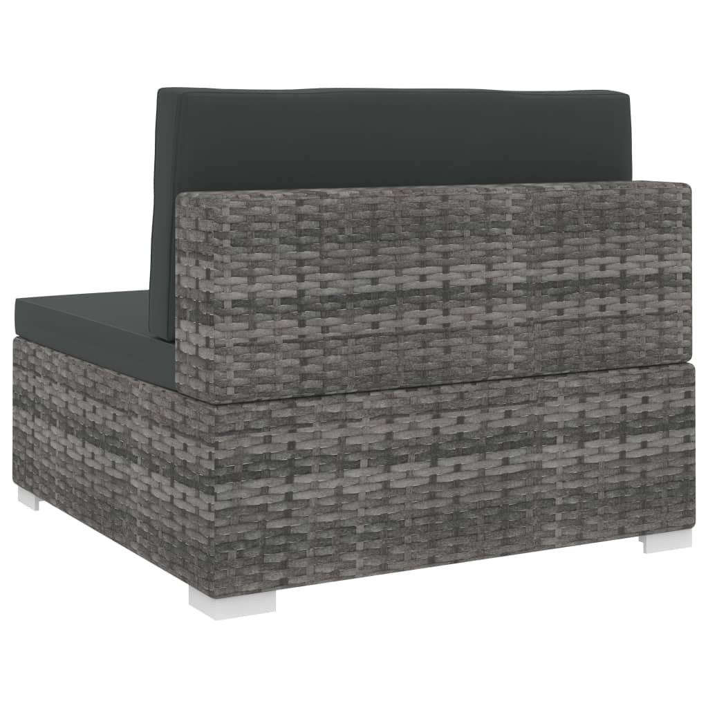 midtersæde til sofa 1 stk. med hynder polyrattan grå